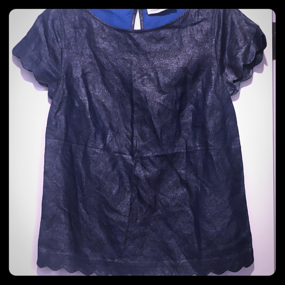 Vineyard Vines shimmer linen scallop top size 0